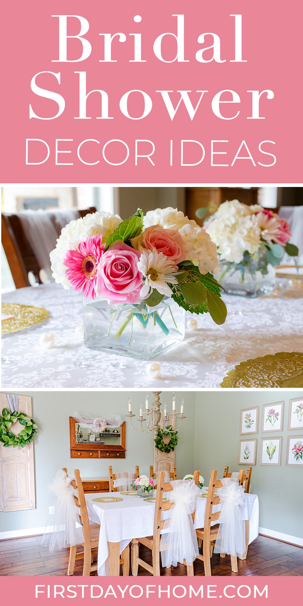 Collage of bridal shower decor ideas with text overlay reading "Bridal Shower Decor Ideas"