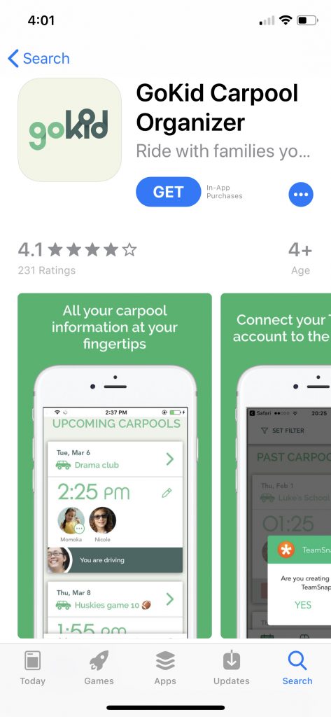 GoKid carpool app for saving time by coordinating carpools