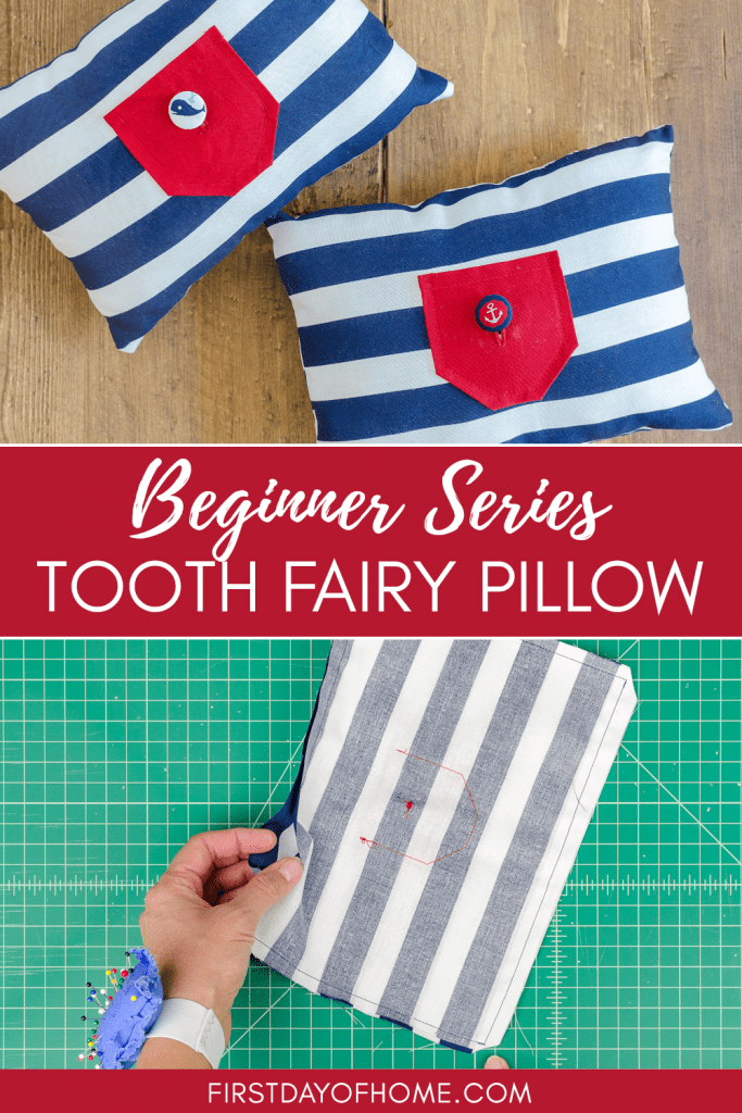 Easy tooth fairy pillow sewing tutorial with free pattern.