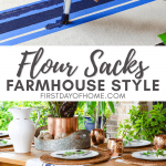 Farmhouse style flour sack dish towels using drop cloth and acrylic paints