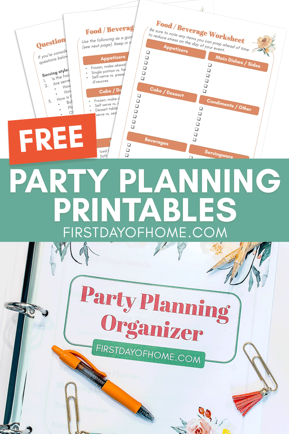 Party planning printables organizer for special events
