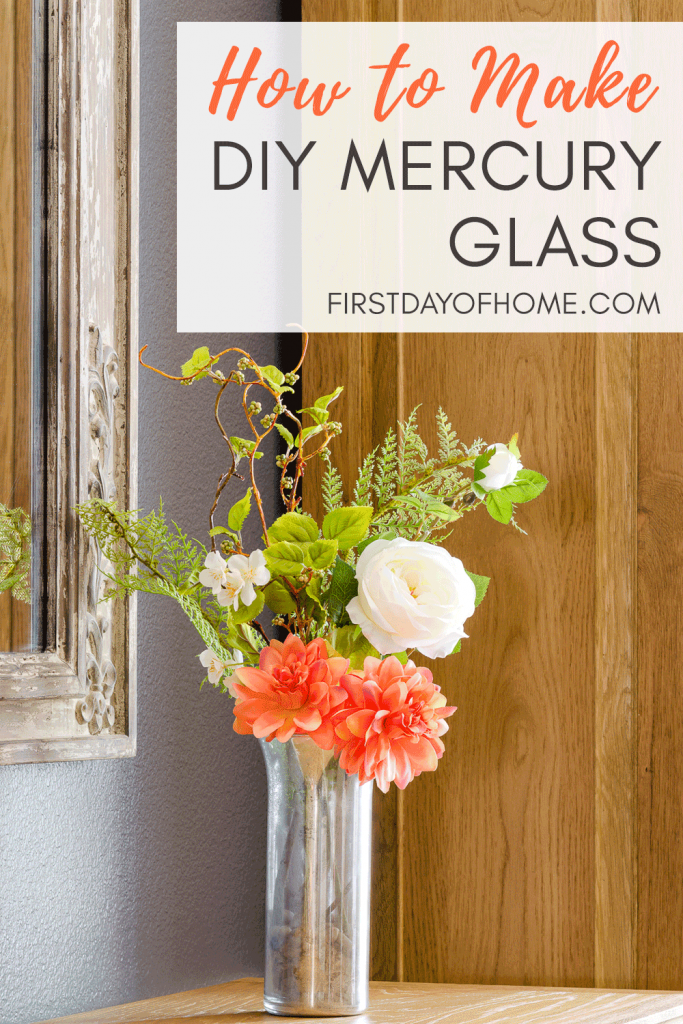 DIY mercury glass with floral arrangement