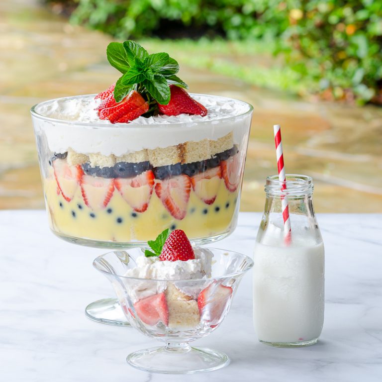 The Best Strawberry Trifle Recipe with Scratch Pudding