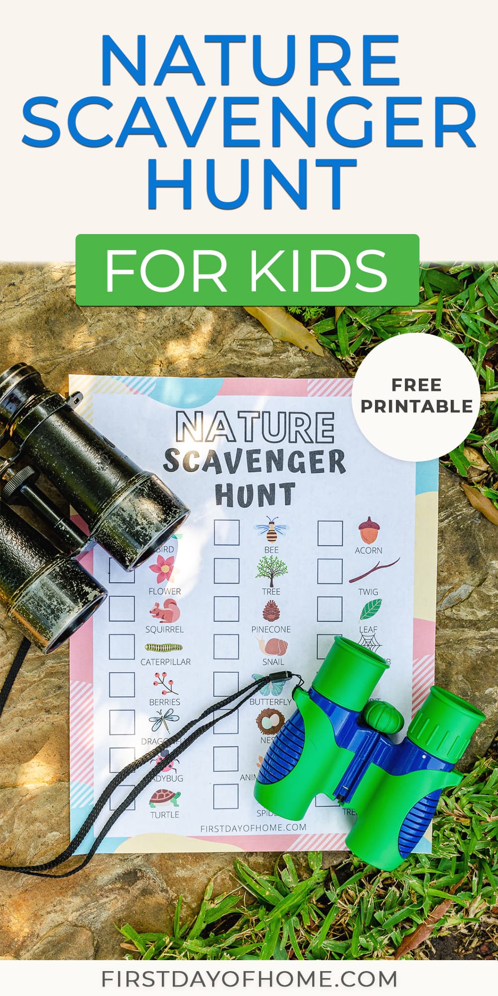 Nature scavenger hunt for kids free printable