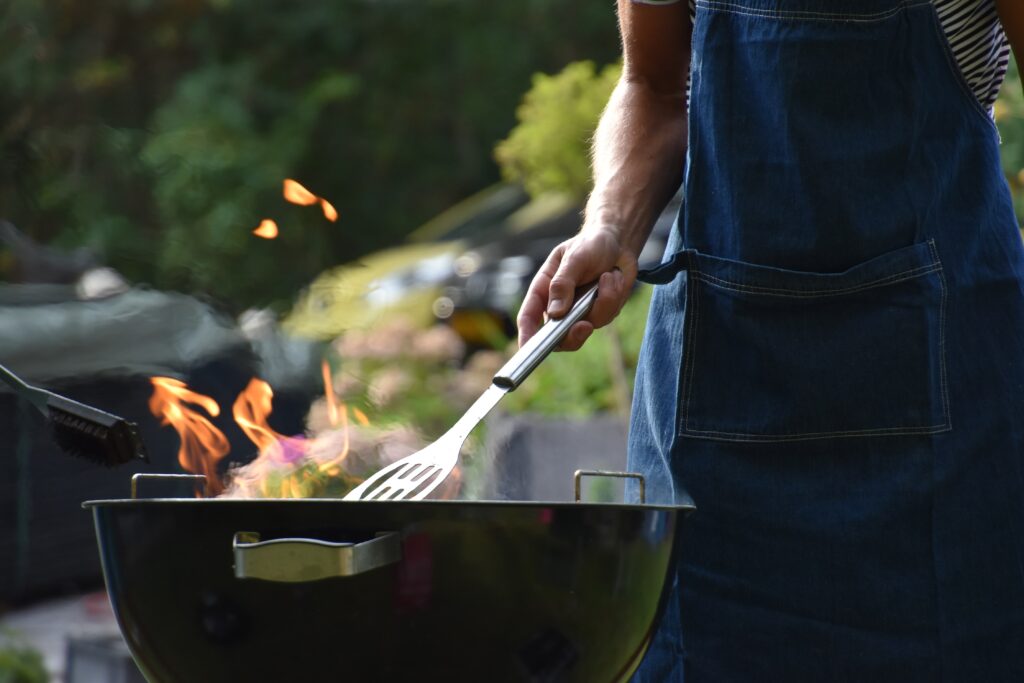 Man grilling outdoors