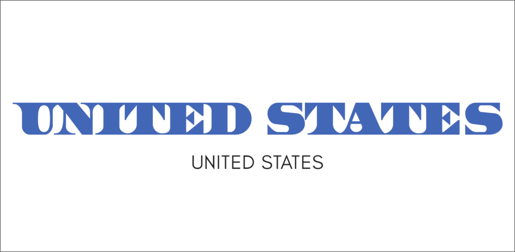 "United States" written in font called United States that looks like the text on US currency