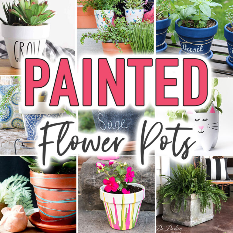 Painted flower pots collage