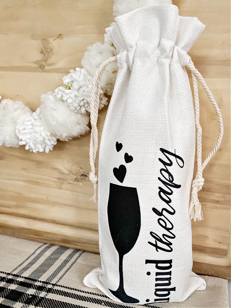 Infusible ink wine gift bag made with Cricut