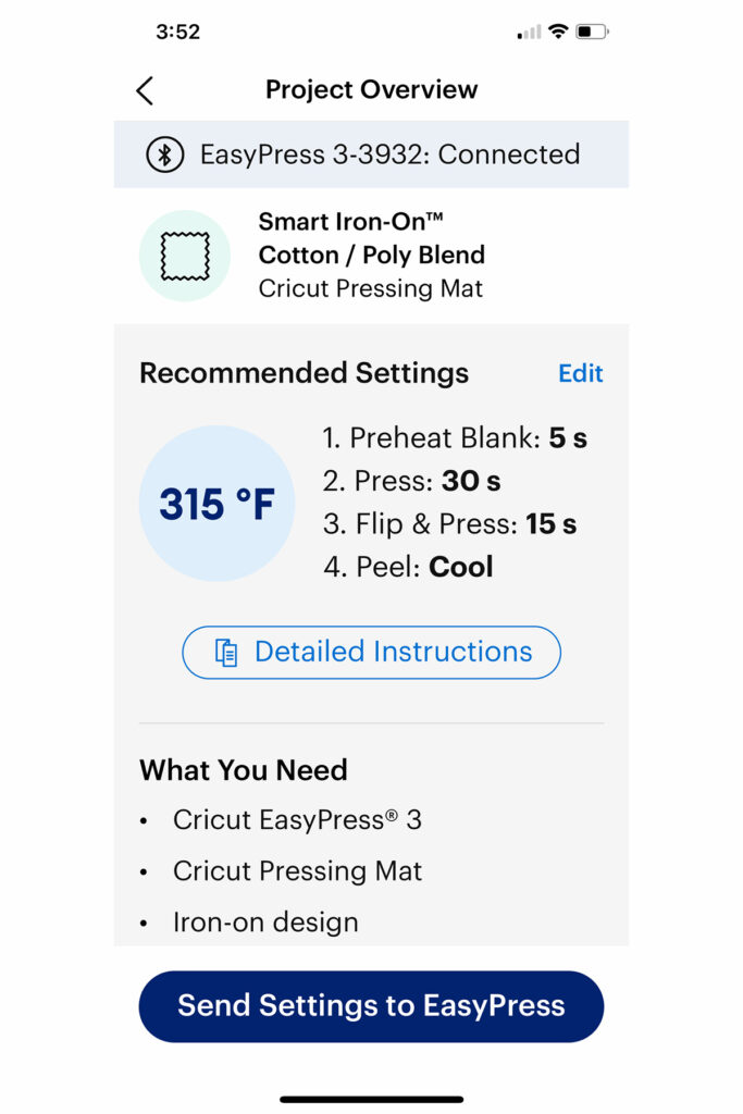 Cricut Heat mobile app instructions