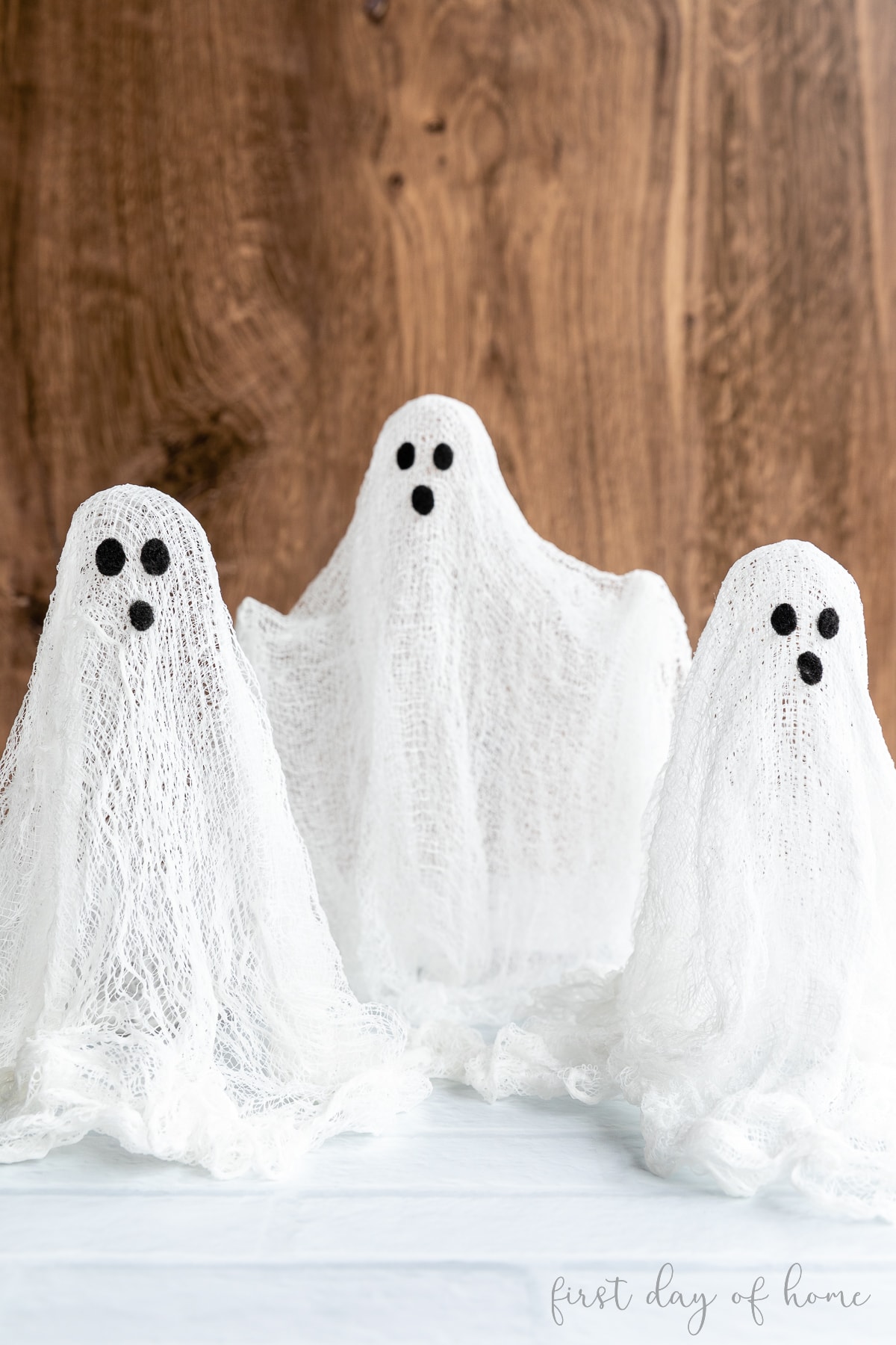 Trio of cheesecloth ghosts