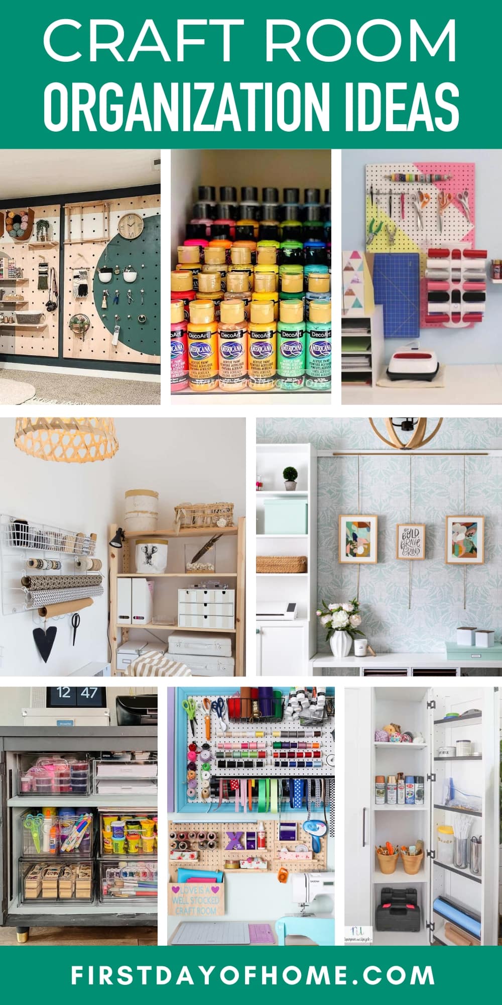 Collage of craft room storage and organization ideas