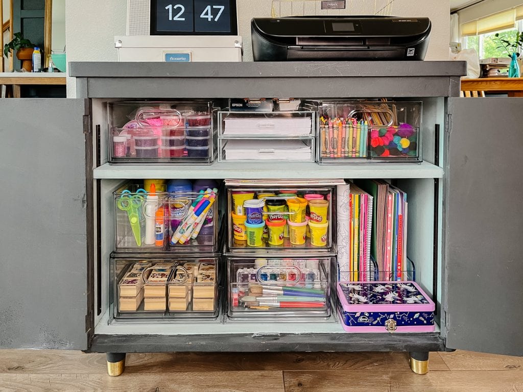 Kids art supply storage rolling cabinet
