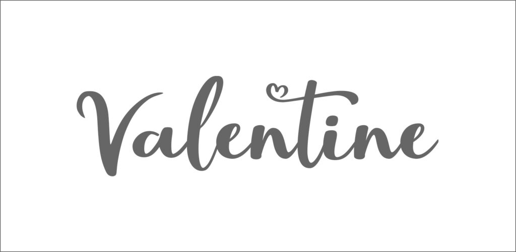 Script font called Valentine with heart glyphs on letter "t".