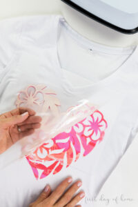 Removing Cricut infusible ink liner from shirt after heat pressing