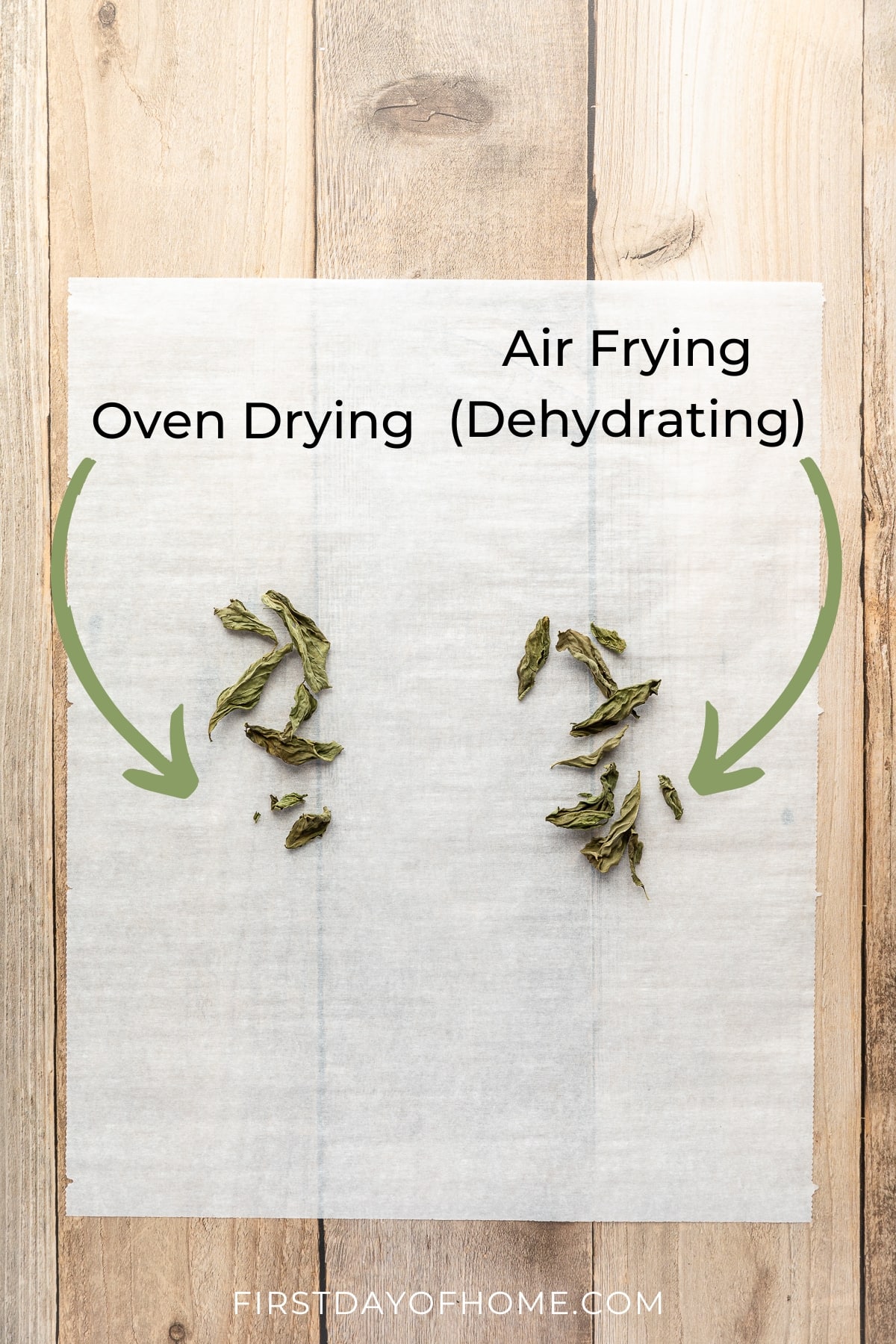 Dried basil from the oven vs an air fryer (dehydrator)