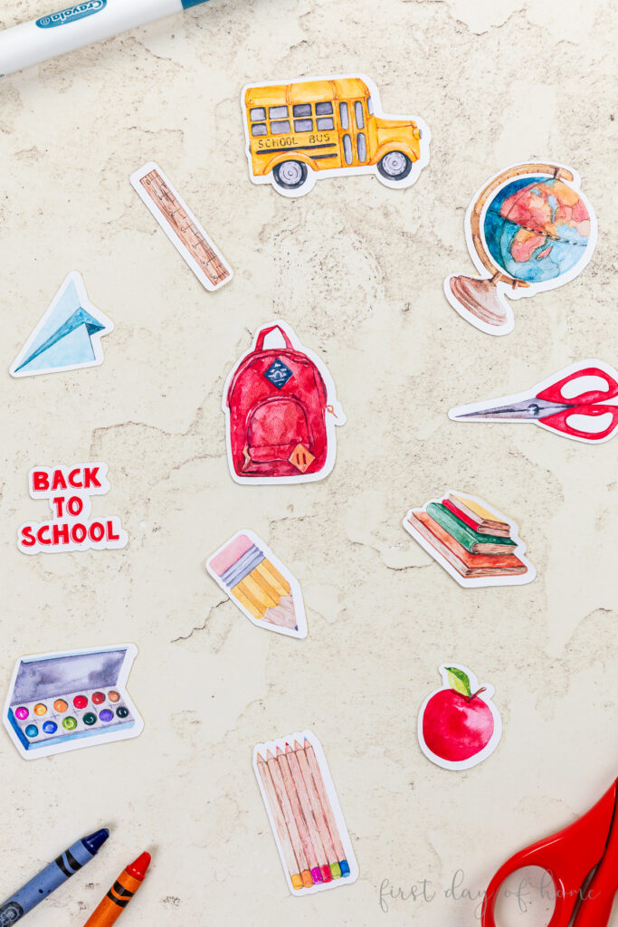 Back to school stickers made with Cricut