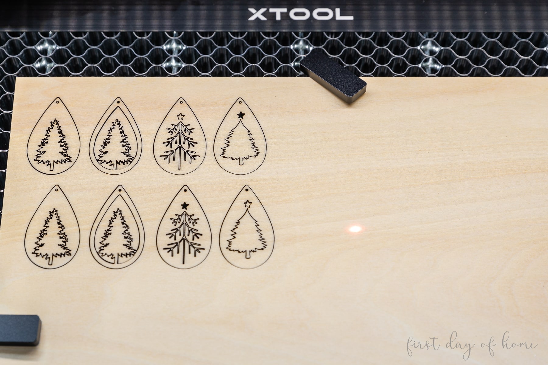 Laser cut wooden earrings in xTool M1 laser cutter