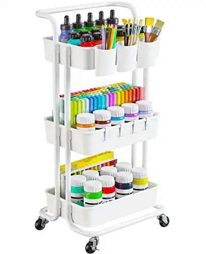 Pipishell 3-Tier Rolling Cart with Wheels
