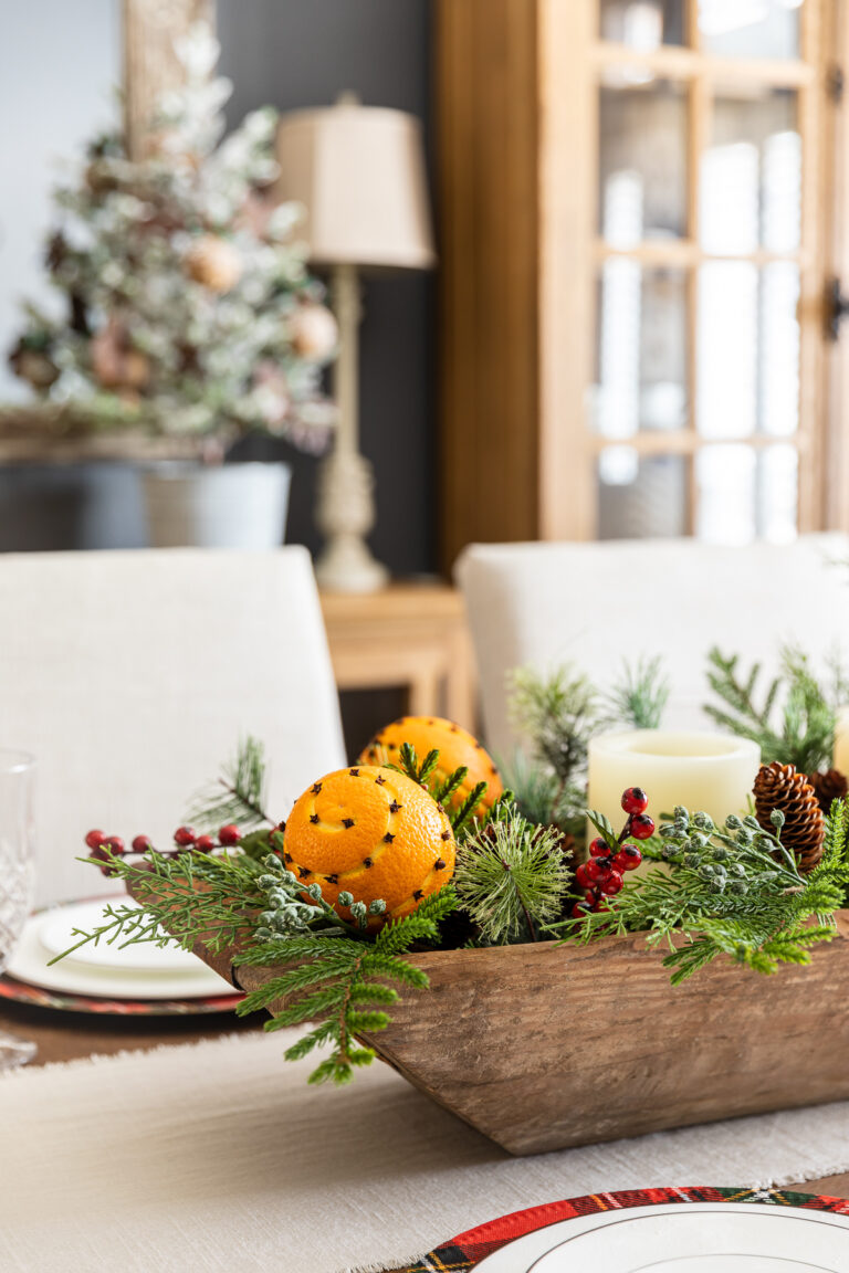 Easy DIY Christmas Centerpiece with Orange Pomanders