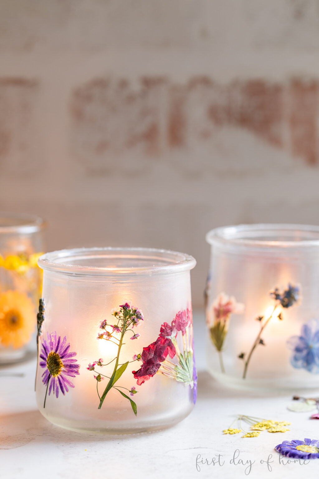 Easy pressed flower lanterns first day of home