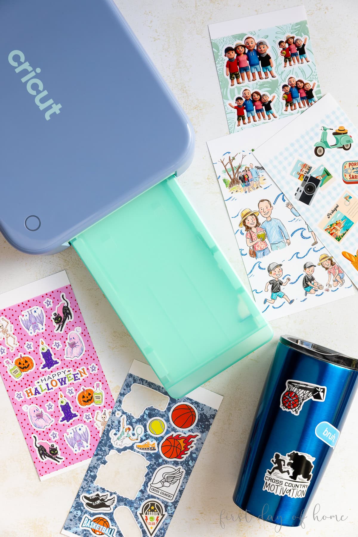 Cricut StickerPix Print + Cut machine with sample projects.