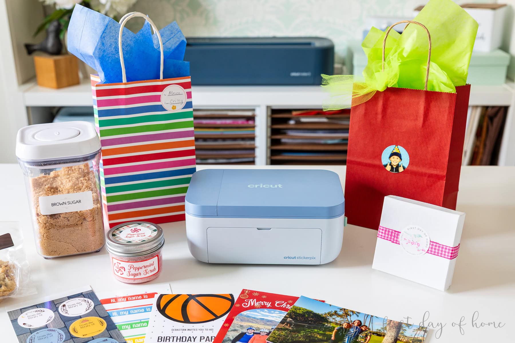 Cricut StickerPix Print Machine with sample projects.