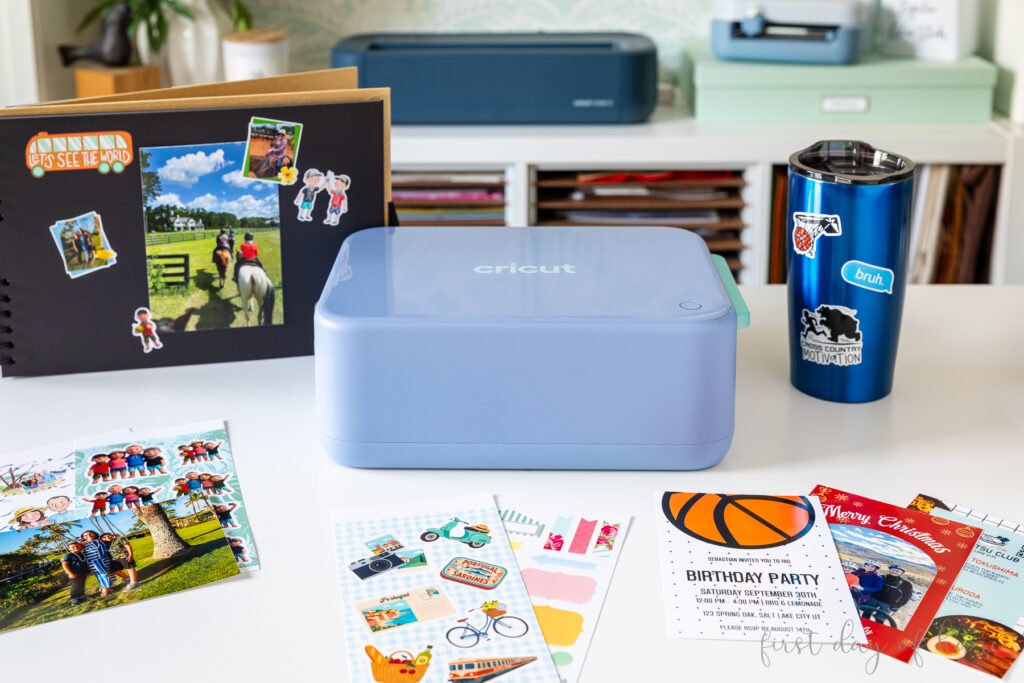 Cricut StickerPix Print + Cut machine with sample projects.